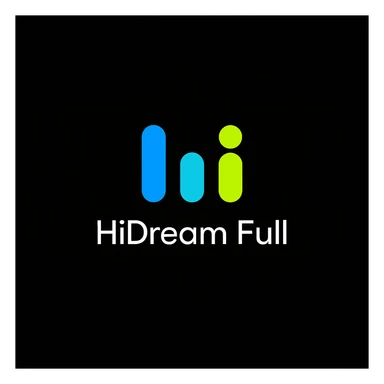 create high dream logo like this with text "HIDream Full", black background  sticker