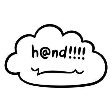 cloud shape quotes icon, hand drawn black outlined style sticker