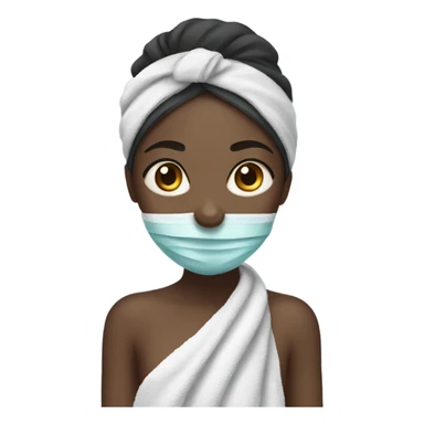 black girl with face mask on and towel on her head sticker