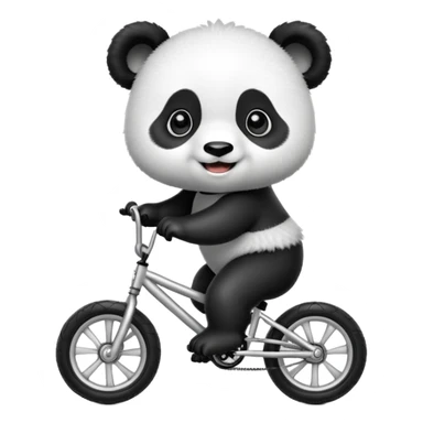 baby panda on silver bmx bike sticker