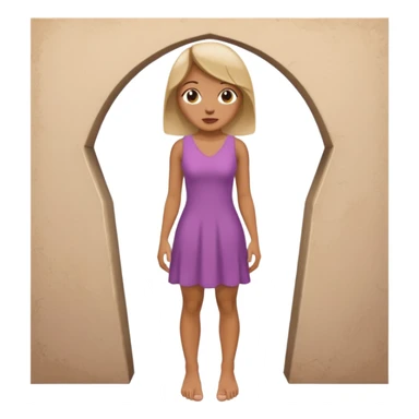 A women standing with her big toe pressed against a wall, facing the wall sticker
