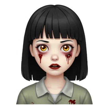 Faça uma menina de cabelo liso preto com franja zumbi sticker