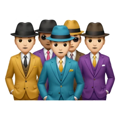 Retro Mobster with different colored suits and hats sticker