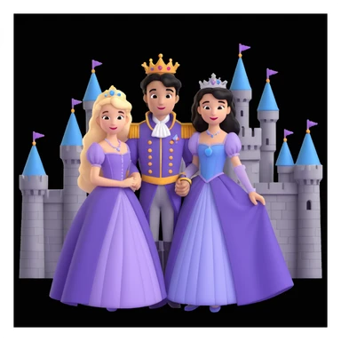 prince and princess disny dress close up photo in castle sticker