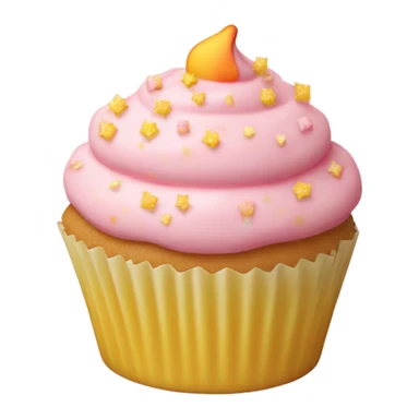 realistic cupcake with light pink frosting and light yellow cupcake wrapper and peach sprinkles and yellow sugar sprinkles… no fruit on top of cupcake sticker