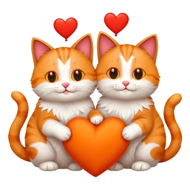 two happy cats in love surrounded by hearts sticker