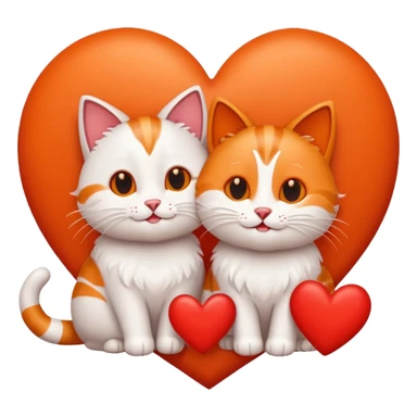 two happy cats in love surrounded by hearts sticker