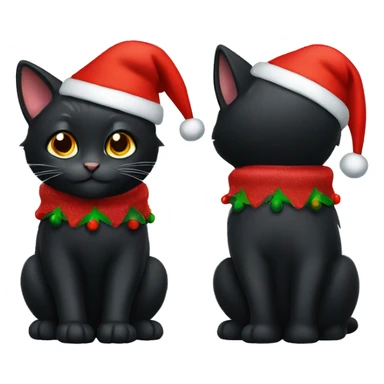 Black cat with Christmas hat sticker