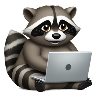 fat female raccoon using laptop sticker