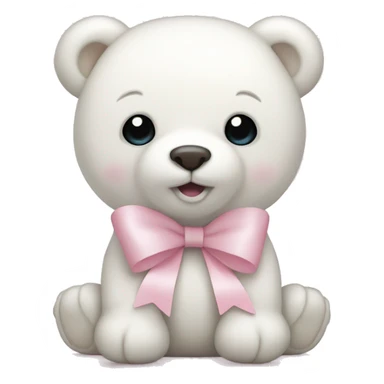 White teddy bear with light pink bow sticker
