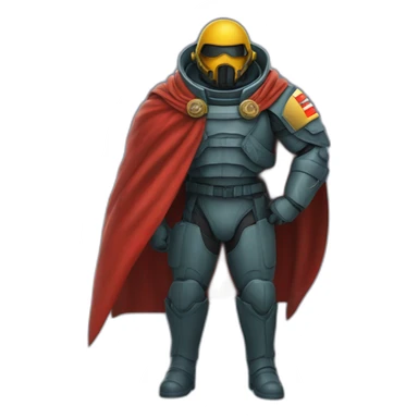 helldiver marine with cape holding a flag of super earth sticker