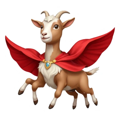 white female goat wearing a read cape like superman sticker