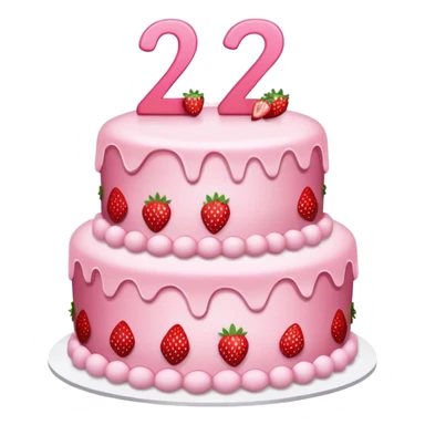 Pink cake with strawberries and the number 27  sticker