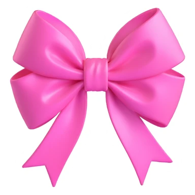 3D emoji style bow, bubblegum pink, extra shiny and puffy sticker