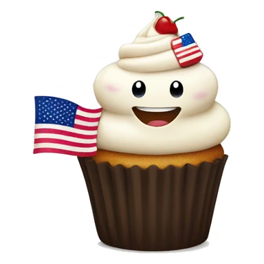 Happy cupcake with an American flag sticker