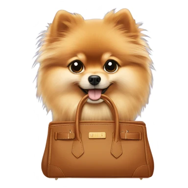A birkin bag with a Pomeranian inside it sticker