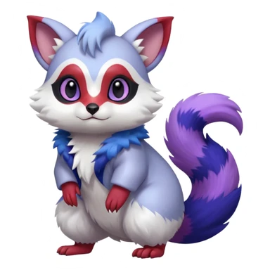 Shiny Exotic Colorful Aesthetic Beautiful Cute Pretty Royal Furret-Absol-Noibat-Hybrid (Full body) sticker