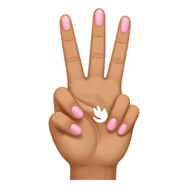 peace sign emoji but with the middle and ring fingers up instead of the index and middle finger. Keep the pinky, index, and thumb down. Only have the 5 normal fingers in the picture sticker