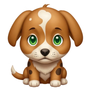 Cute puppy with tan spots and base color brownish light with bold light green eyes sticker