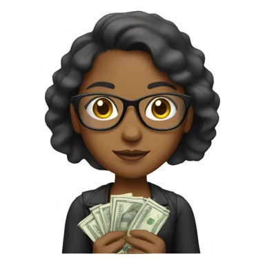 Brown girl holding money with glasses on sticker
