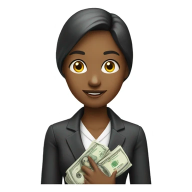 HR girl with money and benefit sticker