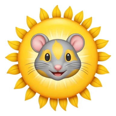 A gray mouse inside of a sun ☀️ 🐭 sticker