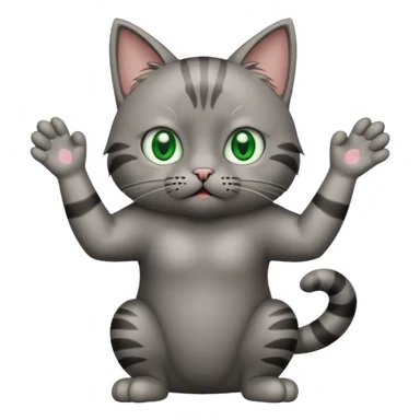 A cat lifting both paws, shrugging, and making a bewildered face sticker