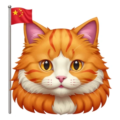Orange Cat With the Flag of China in the backgorund sticker