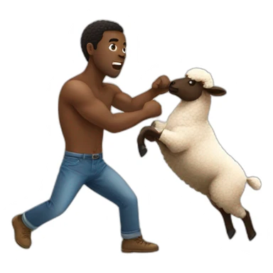 a black guy punching a sheep sticker
