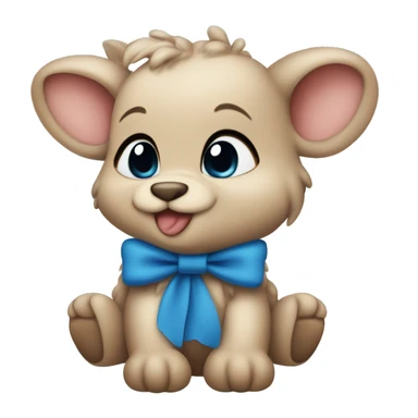 Beiges baby Reh mit blauen herzchen und schleife sticker