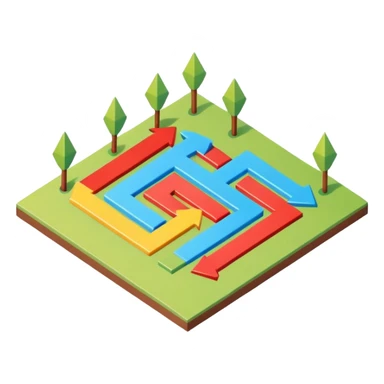 an isometric field with multi-colored tiles and directional arrows sticker