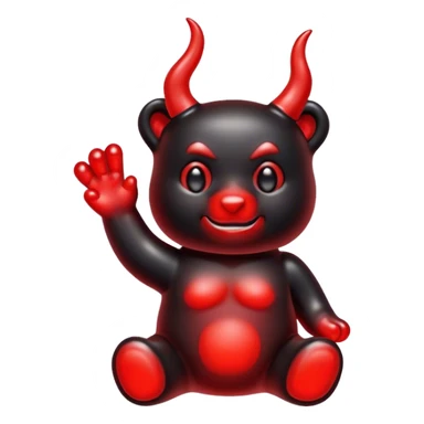 Black and red gummybear with devil horns sticker