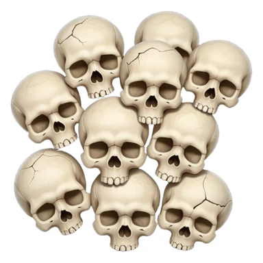 Piles of Skulls, filling the whole screen, top down perspective, in the style of gritty realism sticker