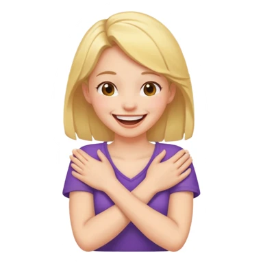 Arms crossed holding neck ￼laughing girl sticker