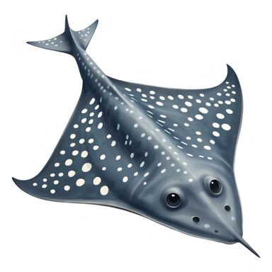 Spotted eagle sting ray with wide wingspan and long tail viewed from above sticker