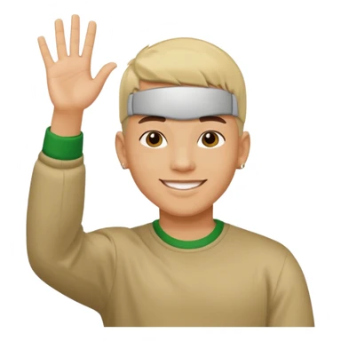 joven trigueno corte de pelo reguetoon sonrisa bonita saludando mano arriba sticker