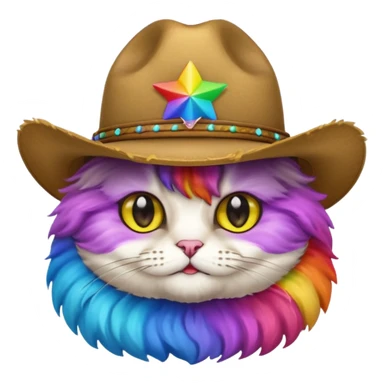 Rainbow cat with cowboy hat sticker