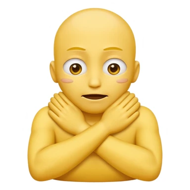 Yellow face emoji strangling itself with 2 arms crossed and hands saround neck and eyes looking up  sticker