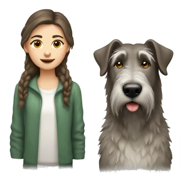 brown hair girl and Irish wolfhound dog with white spot on chest sticker