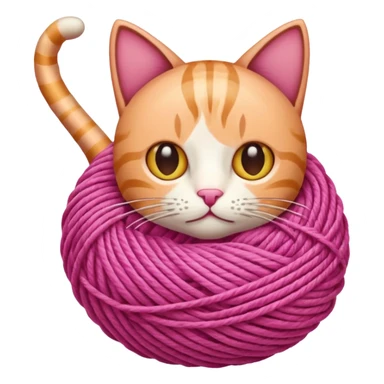 ball of yarn, pink, cat sticker