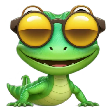 planet Venus with a cartoon smiling lizard face with sunglasses sticker
