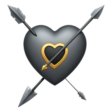 Black heart with cross arrow. Don't use red colour . Use normal Arrow which goes from one side and come out of other  sticker