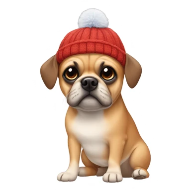 Puggle with winter hat on sticker