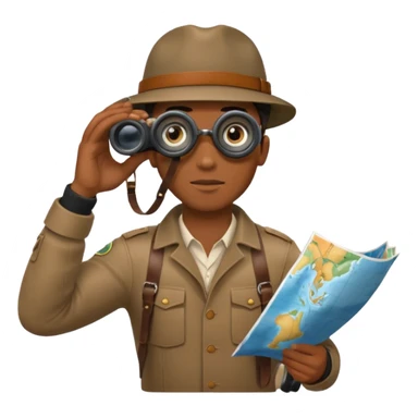 Black man binoculars with leather strap on map sticker
