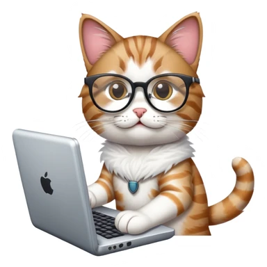 cat with glasses and a computer in its paws sticker