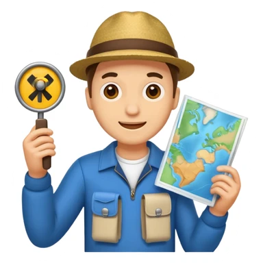 tourist man holding map sticker