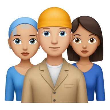 Bald white man blue eyes in love with Filipina woman 2 young Filipina girls sticker