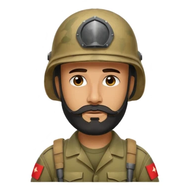 VERY TIRED, swarthy, Iraqi soldier in a casque, casque without insignia, with a beard sticker
