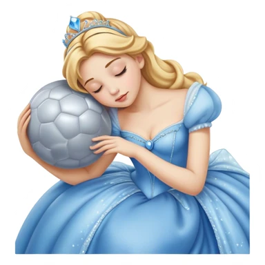 Cinematic Realistic Sleeping Cinderella Portrait, portrayed with exceptional realism: her luminous porcelain skin and exquisitely detailed golden-blonde hair lie softly under the gentle caress of natural light. Her eyes are peacefully closed in a serene, dreamlike slumber, and every fold and shimmer of her iconic ball gown is rendered with painstaking detail. The overall composition radiates a quiet, enchanting glow that encapsulates the timeless, restful beauty of a princess lost in a gentle, magical dream. sticker