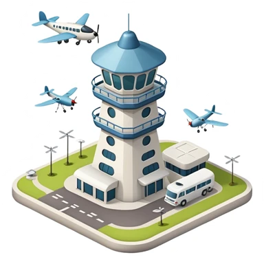 tiny mosquito airport with control tower and mosquito planes sticker